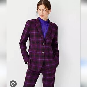 Anne Klein Purple Plaid Cropped Pantsuit